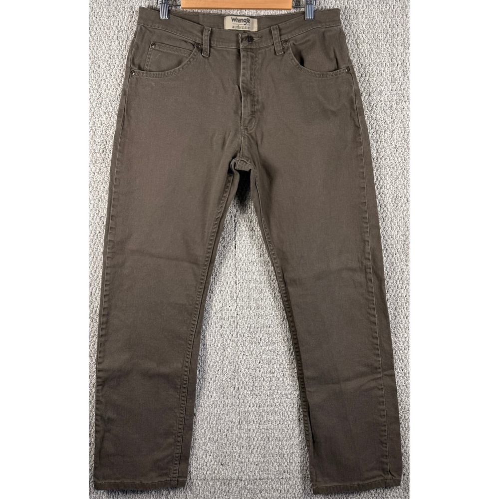 Wrangler Authentics Mens Twill Pants 33x32 Brown Regular Fit Stretch Work Casual